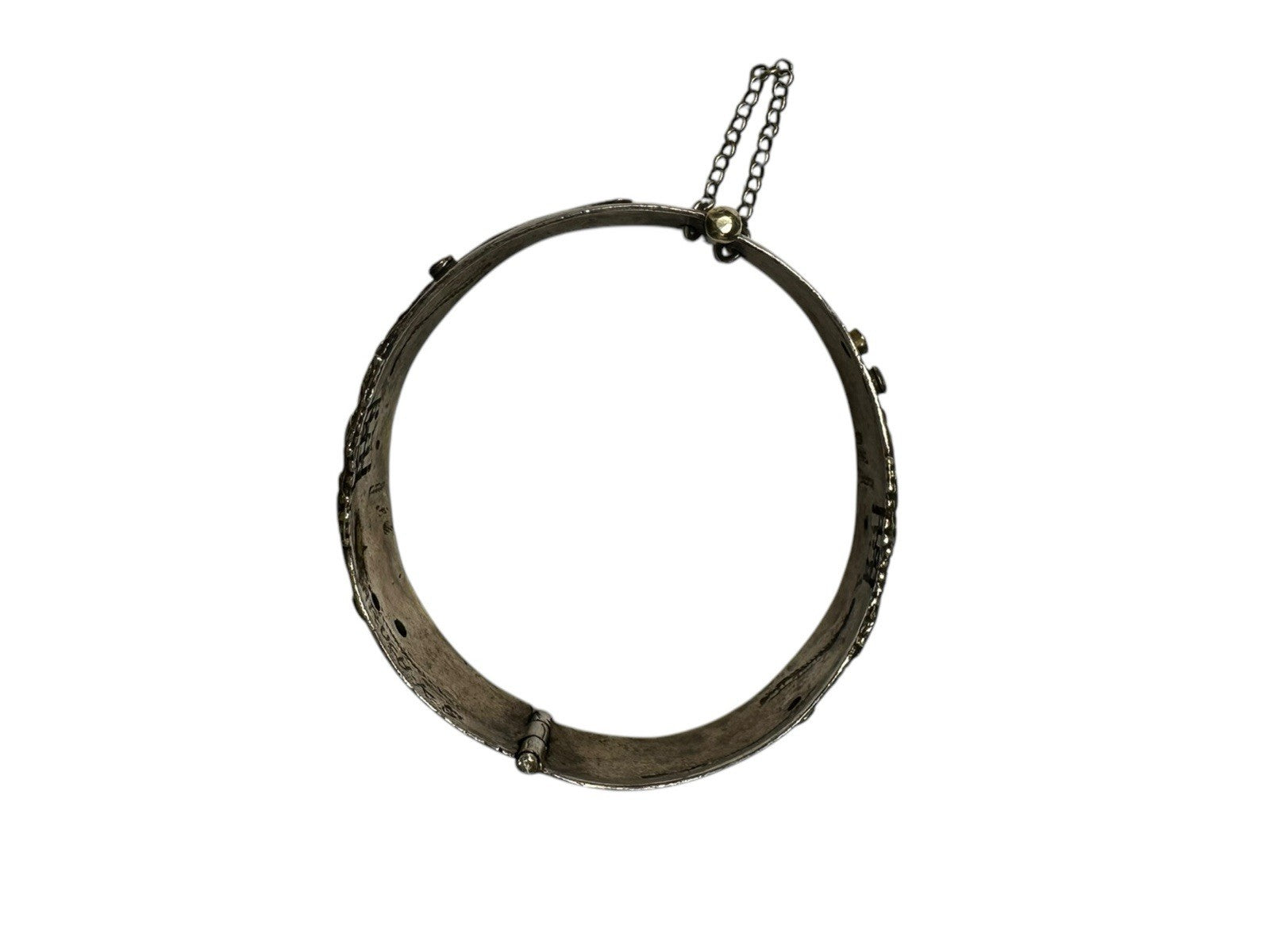 Binder Bros Sterling Silver Floral Engraved Hinged Bangle Bracelet