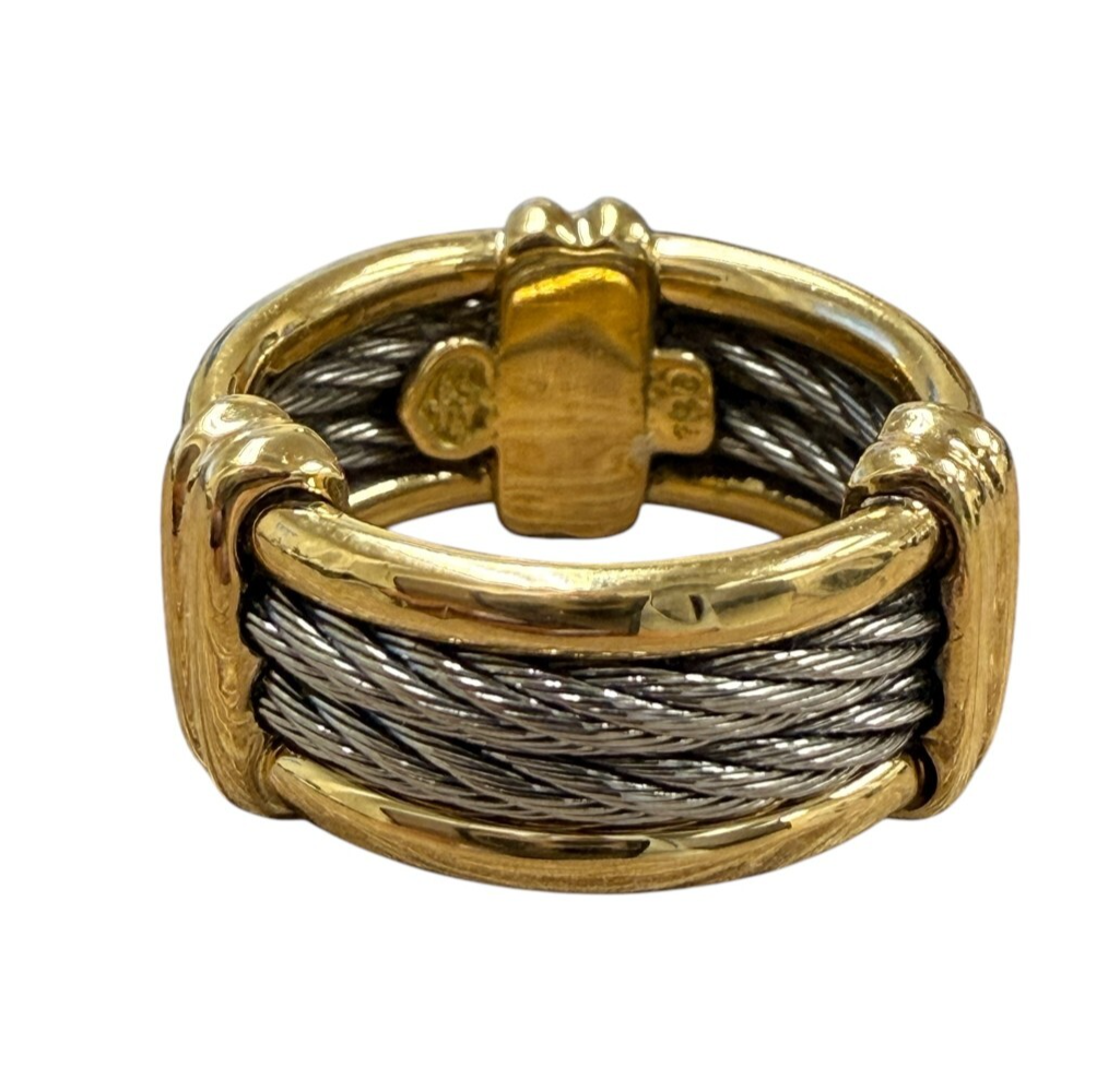 Charriol 18K Gold & Stainless-Steel Cable Ring - Size 4