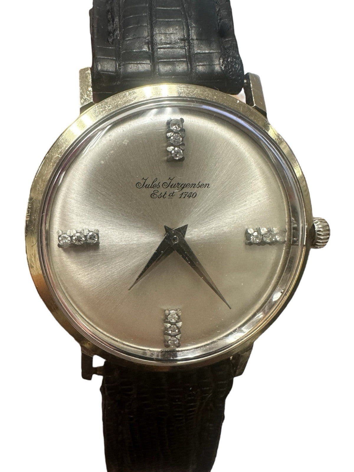 Men's Classic 14kt White Gold Jules Jurgensen Mechanical Wristwatch