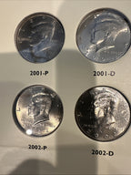 2001 Through 2004 Kennedy Half Dollar Set 15 Coins
