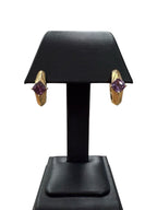 Sterling Silver Hoop Earrings With Purple Stone