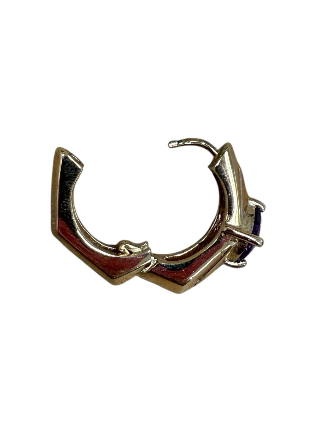 Sterling Silver Hoop Earrings With Purple Stone