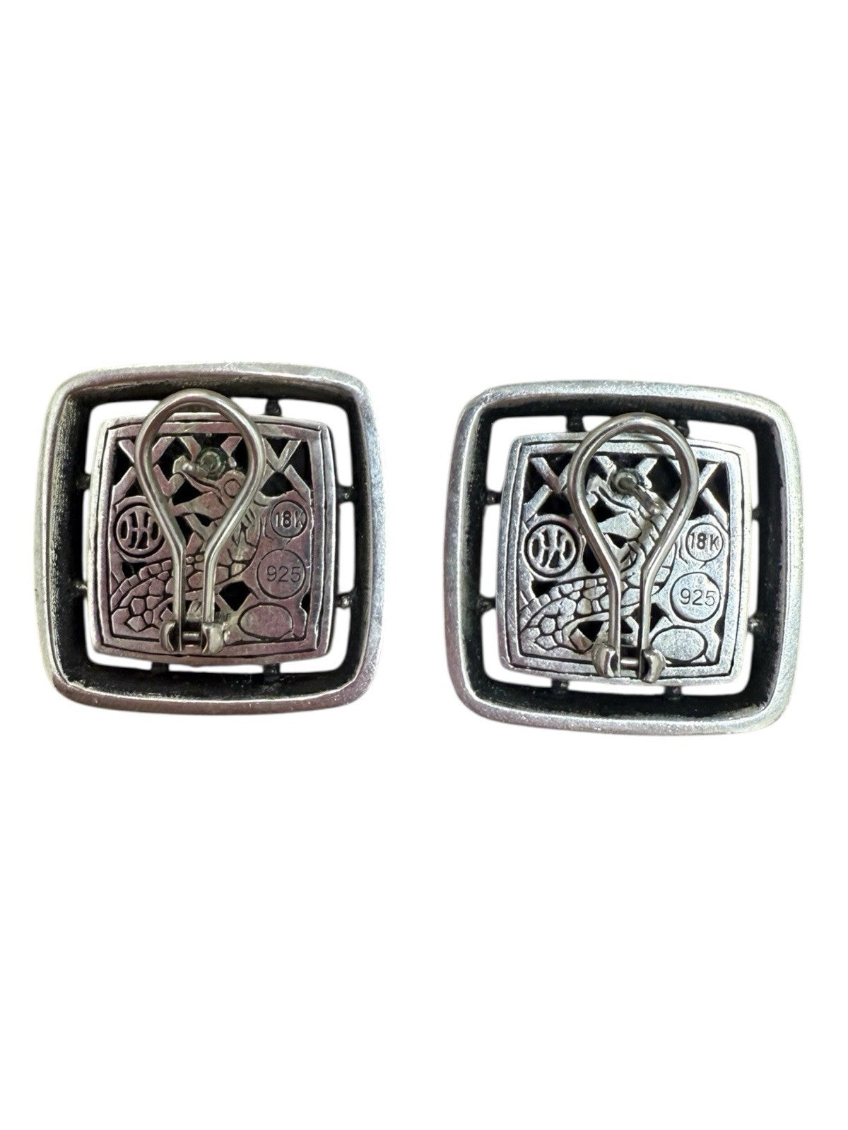 John Hardy Two-Tone Naga Square Earrings