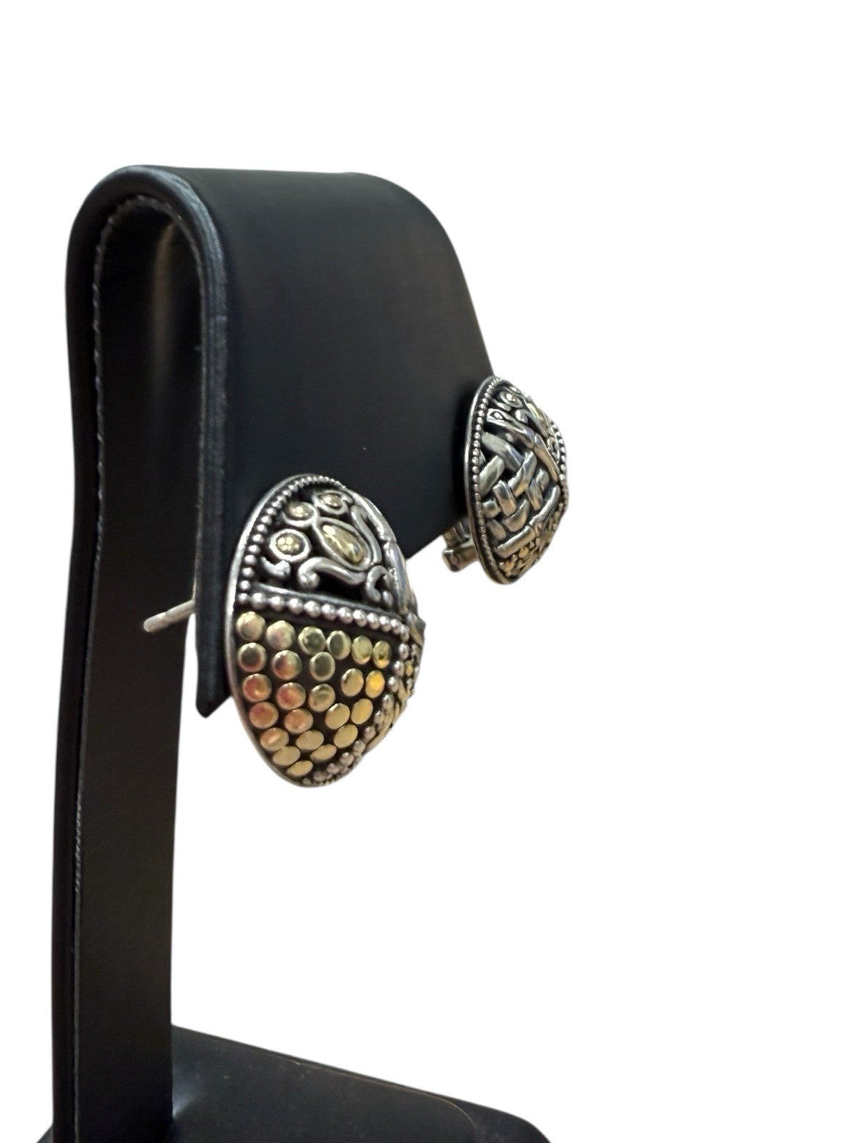 John Hardy Estate Four Motif Clip on Earrings 18k Gold  and Sterling Silver