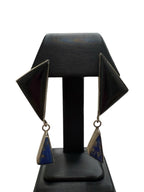 Sterling Silver Obsidian And Lapis Earrings