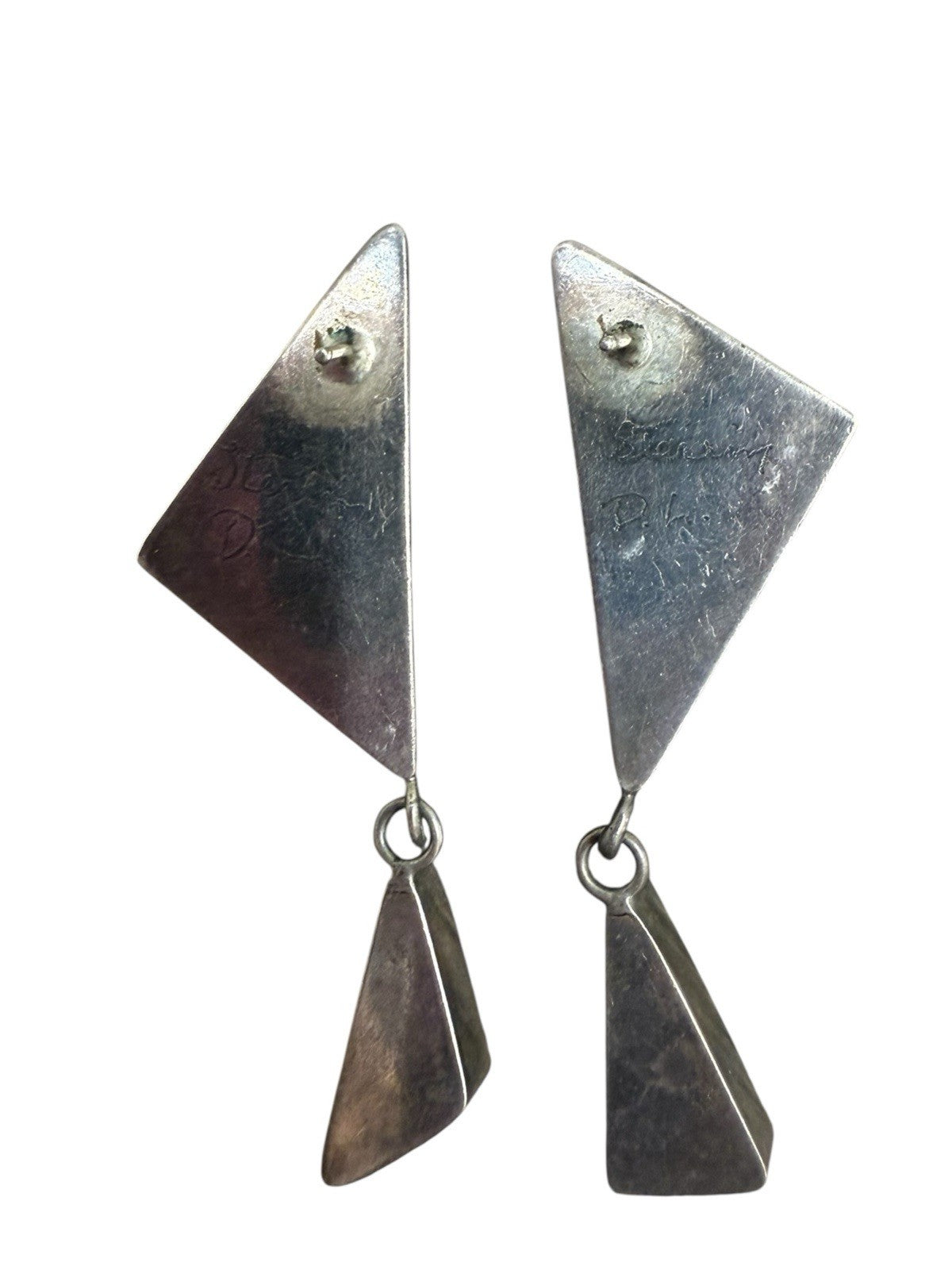 Sterling Silver Obsidian And Lapis Earrings