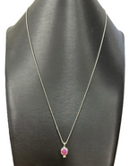 Sterling Silver Pomegranate Pendant Necklace with Pink Stones