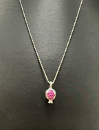 Sterling Silver Pomegranate Pendant Necklace with Pink Stones