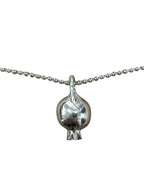Sterling Silver Pomegranate Pendant Necklace with Pink Stones