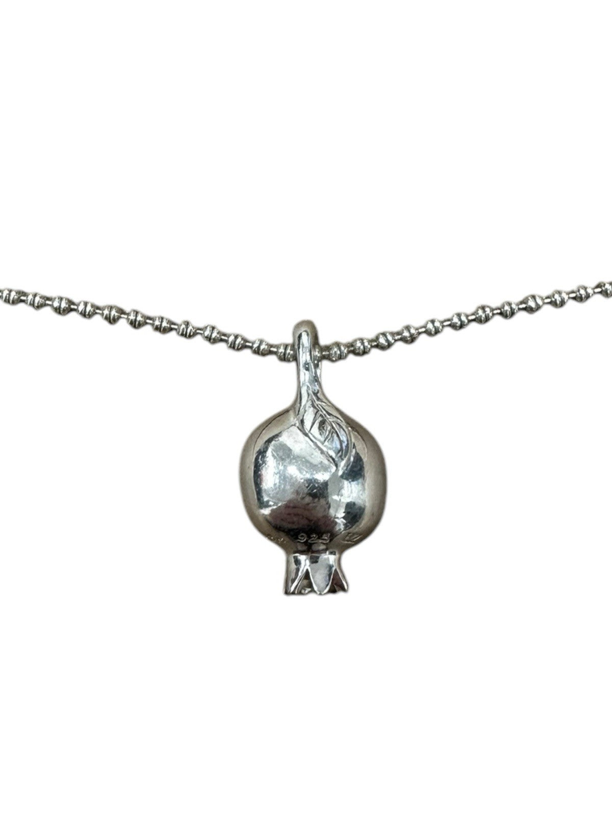 Sterling Silver Pomegranate Pendant Necklace with Pink Stones