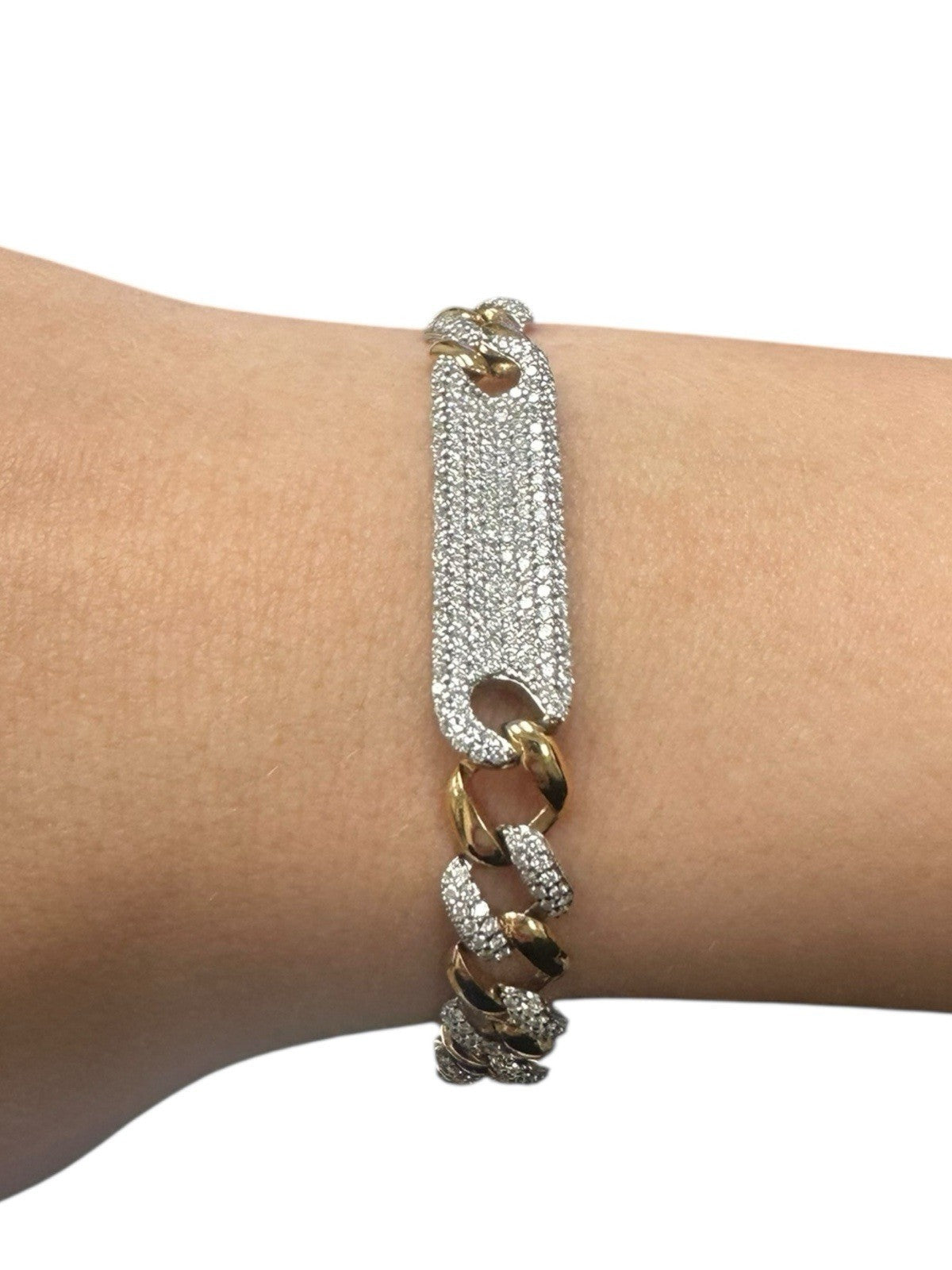 18k Two Tone Cuban Link Diamond Bracelet