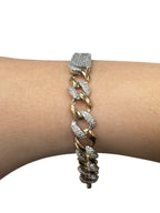 18k Two Tone Cuban Link Diamond Bracelet