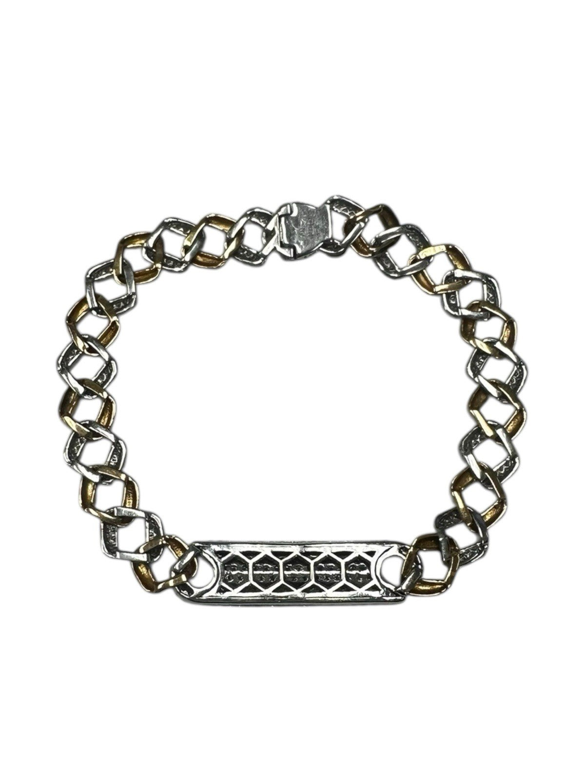 18k Two Tone Cuban Link Diamond Bracelet