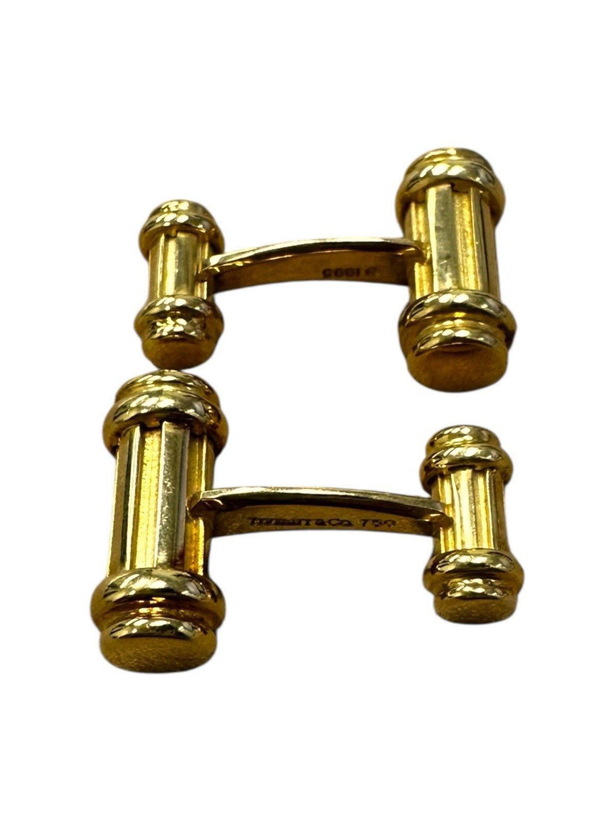 TIFFANY & CO 1995 Atlas Column Gold Cufflinks 18K Yellow Gold