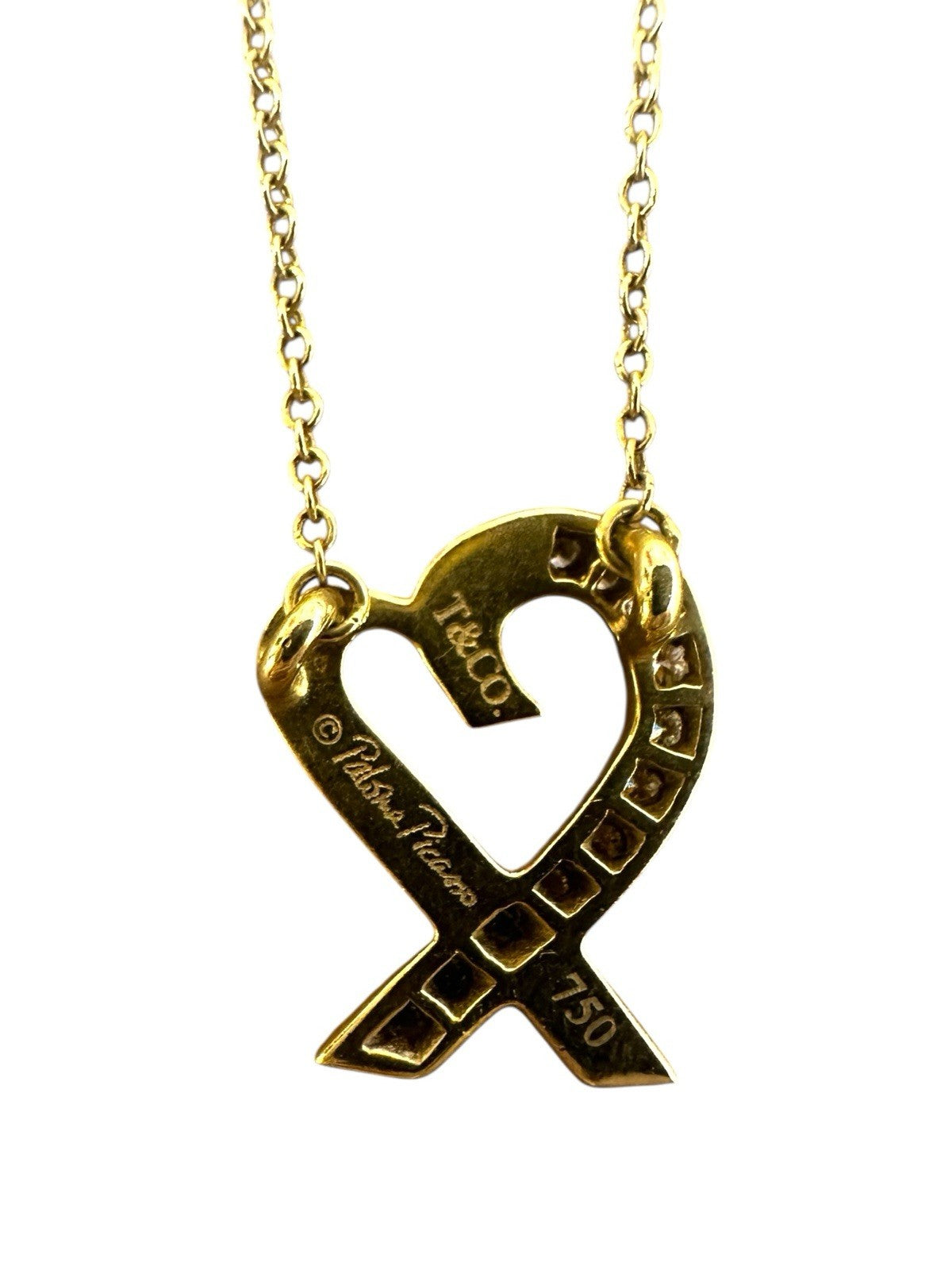 Tiffany & Co. Paloma Picasso Loving Heart Diamond 18k Gold Necklace 15mm