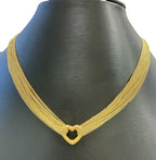 Tiffany & Co 18K Yellow Gold Heart Multi Strand Chain Toggle Necklace 18in.