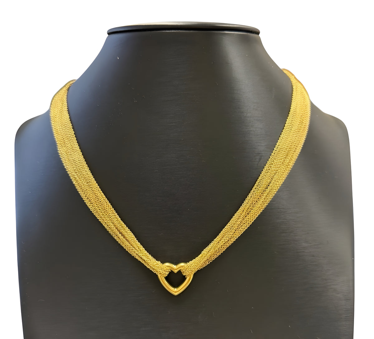 Tiffany & Co 18K Yellow Gold Heart Multi Strand Chain Toggle Necklace 18in.