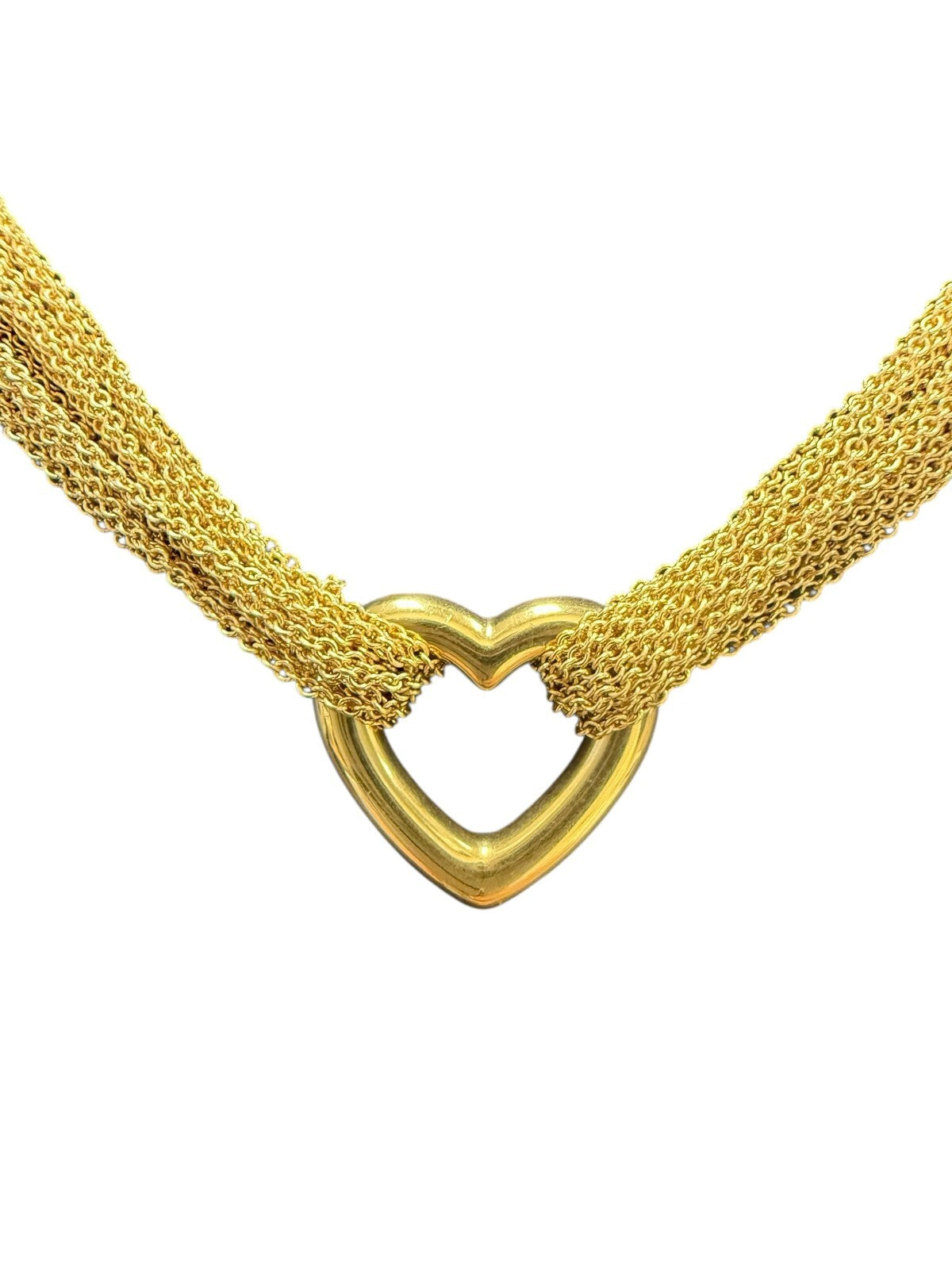 Tiffany & Co 18K Yellow Gold Heart Multi Strand Chain Toggle Necklace 18in.