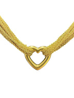 Tiffany & Co 18K Yellow Gold Heart Multi Strand Chain Toggle Necklace 18in.