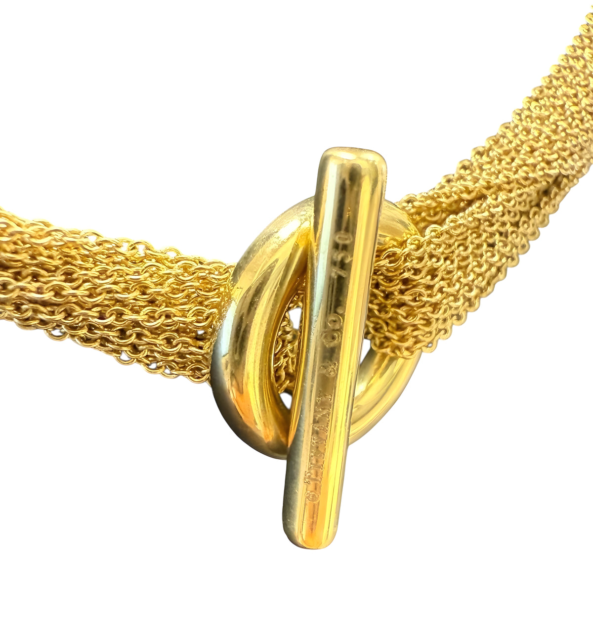 Tiffany & Co 18K Yellow Gold Heart Multi Strand Chain Toggle Necklace 18in.