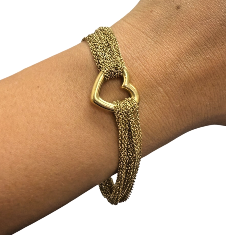 18Kt Tiffany and Co. Multi-Strand Heart Toggle Bracelet