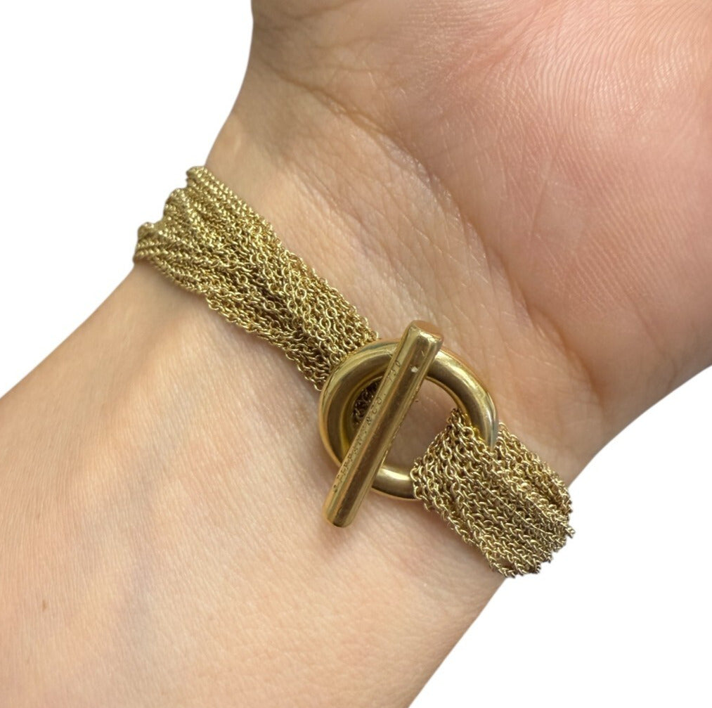 18Kt Tiffany and Co. Multi-Strand Heart Toggle Bracelet