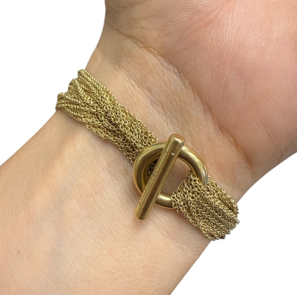 18Kt Tiffany and Co. Multi-Strand Heart Toggle Bracelet