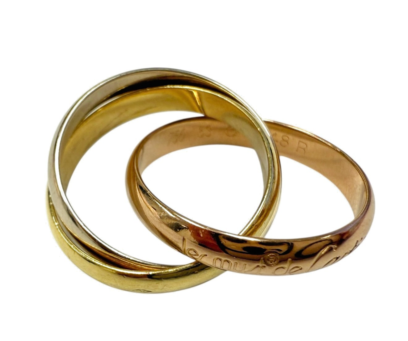 Cartier Trinity 18kt Tri-Color Gold 3 Rolling Band Ring- Size 5.25