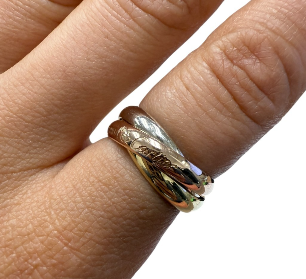 Cartier Trinity 18kt Tri-Color Gold 3 Rolling Band Ring- Size 5.25