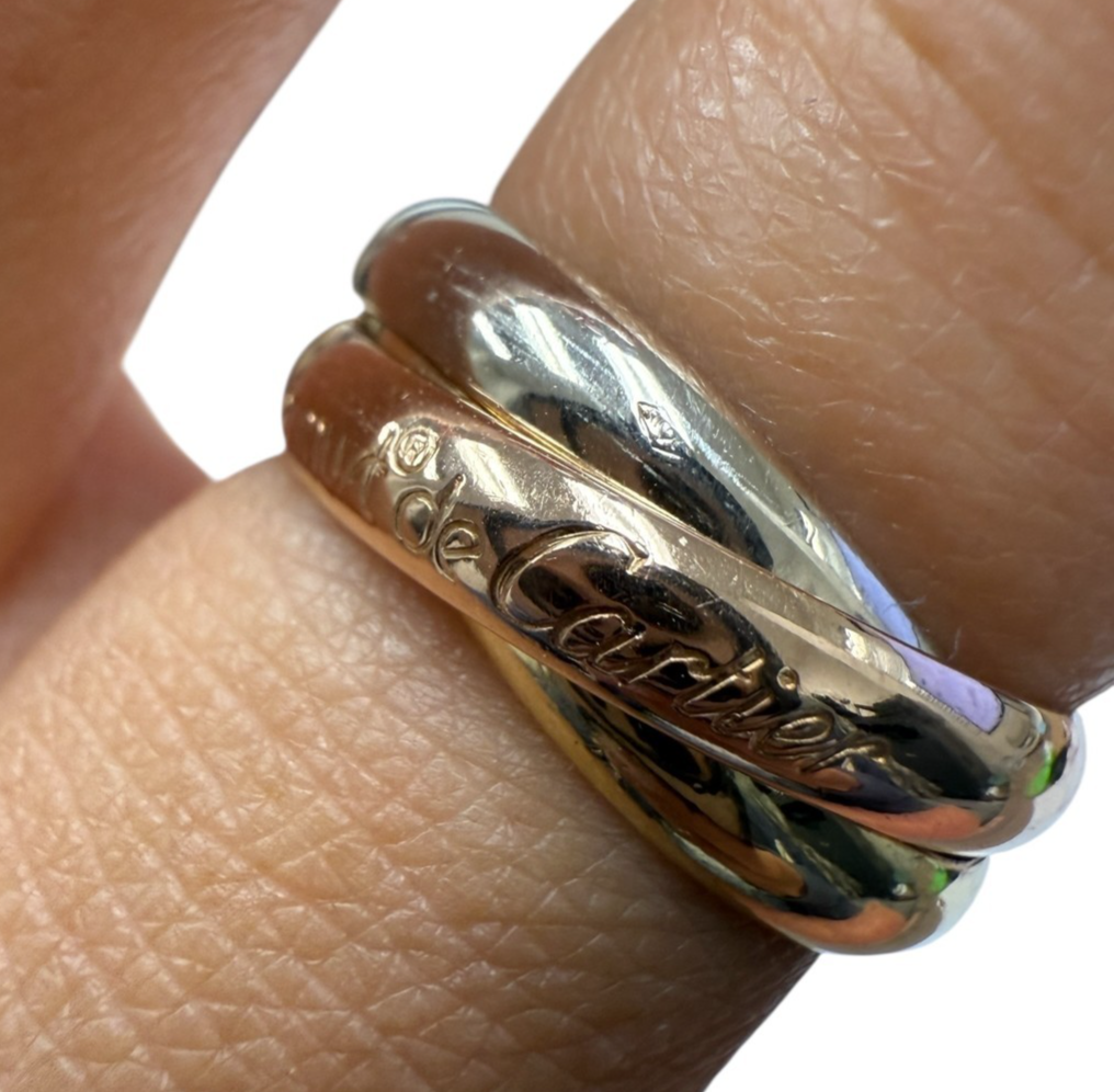 Cartier Trinity 18kt Tri-Color Gold 3 Rolling Band Ring- Size 5.25