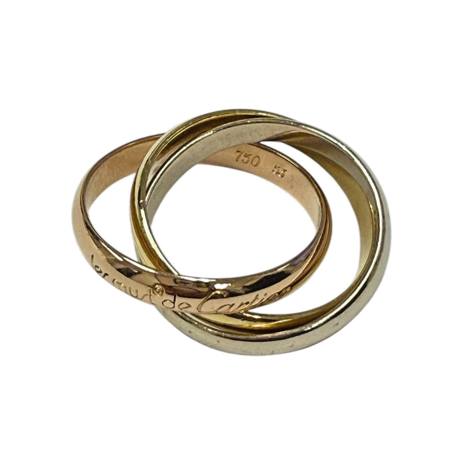 Cartier Trinity 18kt Tri-Color Gold 3 Rolling Band Ring w/Cert - Size 6.25
