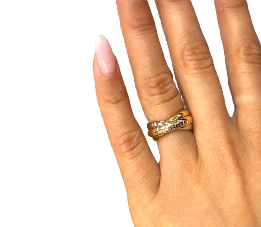 Cartier Trinity 18kt Tri-Color Gold 3 Rolling Band Ring w/Cert - Size 6.25