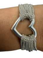 Tiffany & Co Sterling Silver Heart Mesh Toggle Bracelet