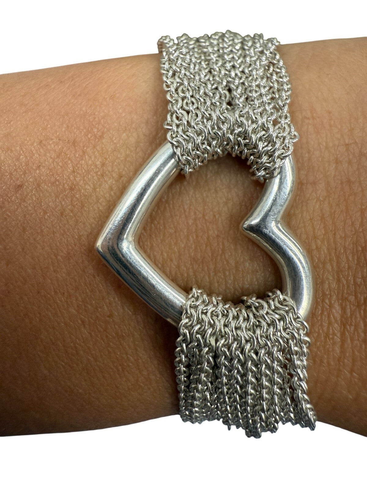 Tiffany & Co Sterling Silver Heart Mesh Toggle Bracelet