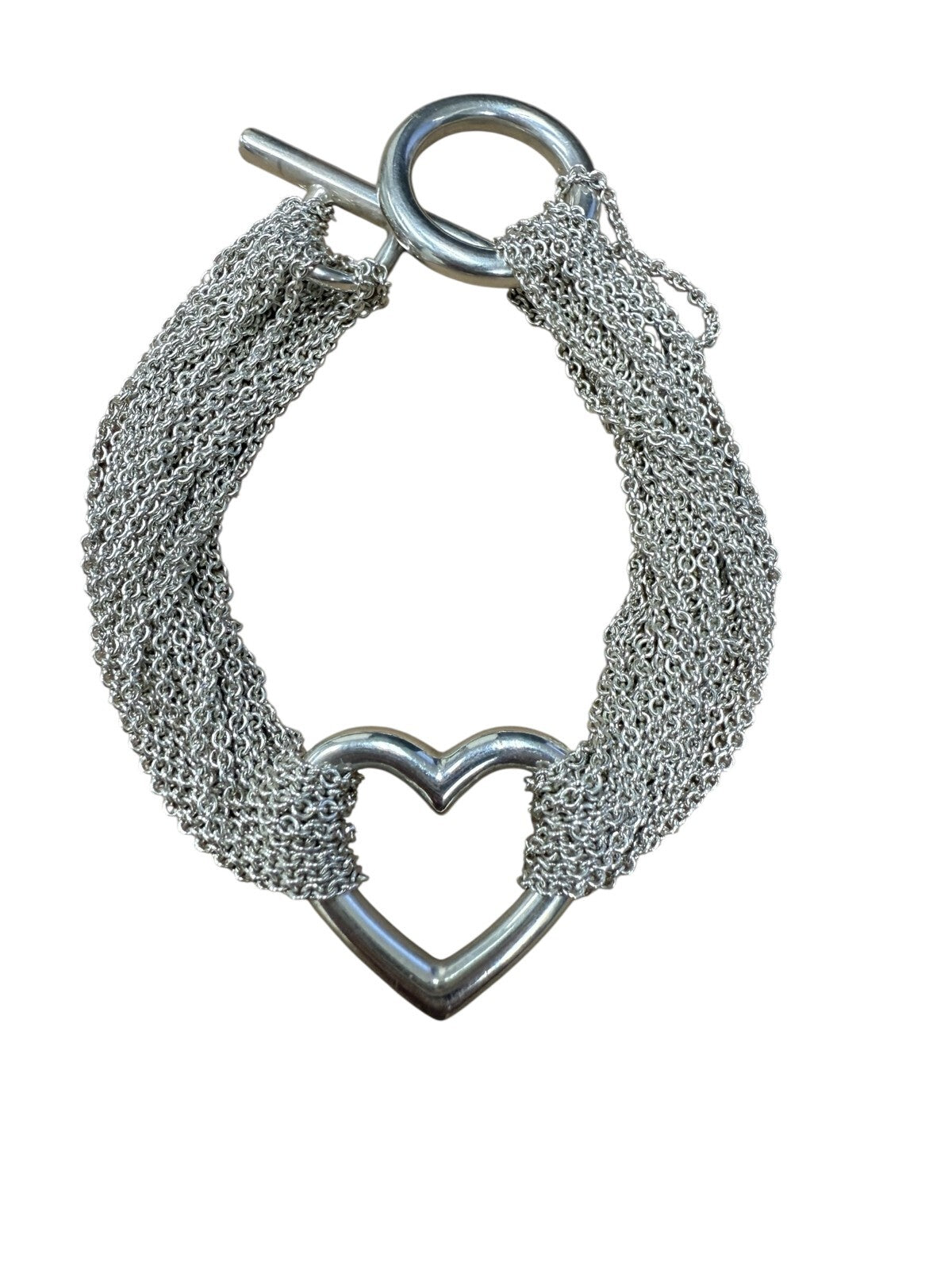 Tiffany & Co Sterling Silver Heart Mesh Toggle Bracelet