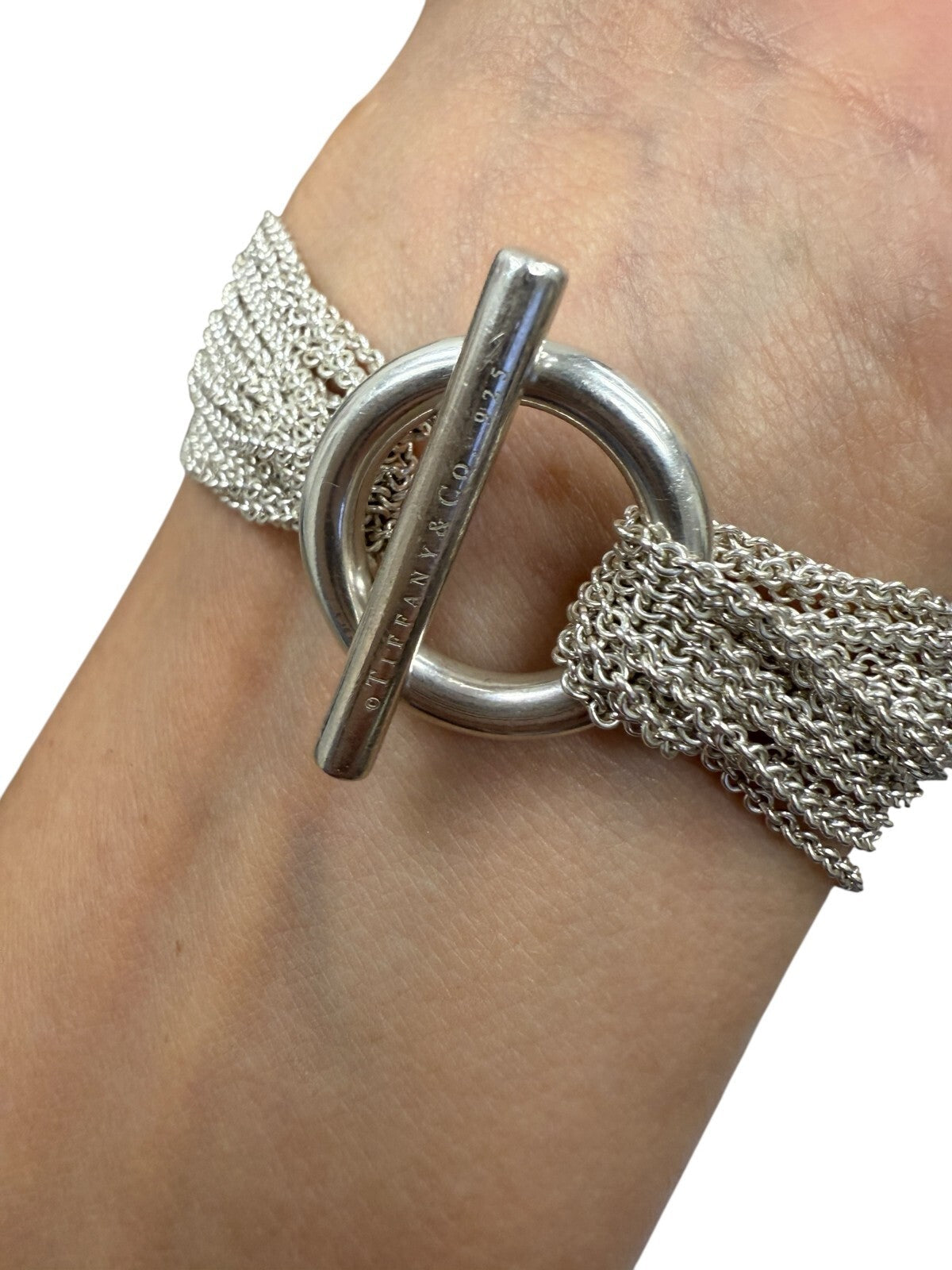 Tiffany & Co Sterling Silver Heart Mesh Toggle Bracelet