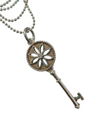 Tiffany and Co. 925 and Diamond Daisy Key Charm Pendant Necklace 30in