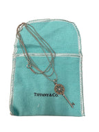 Tiffany and Co. 925 and Diamond Daisy Key Charm Pendant Necklace 30in