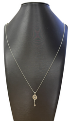 Tiffany and Co. 925 and Diamond Daisy Key Charm Pendant Necklace 30in