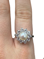 Sterling Silver Pearl Flower Ring