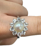 Sterling Silver Pearl Flower Ring