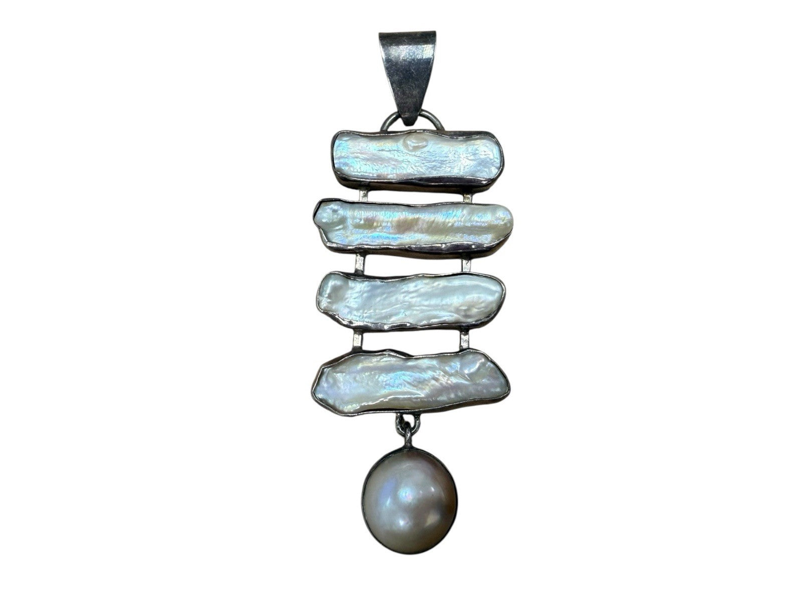 Sterling Silver Hanging Ladder Abalone Pendant