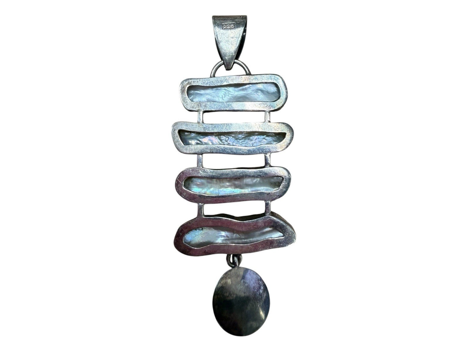 Sterling Silver Hanging Ladder Abalone Pendant