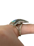 Sterling Silver Starfish Ring With Stones And Colored Inlay