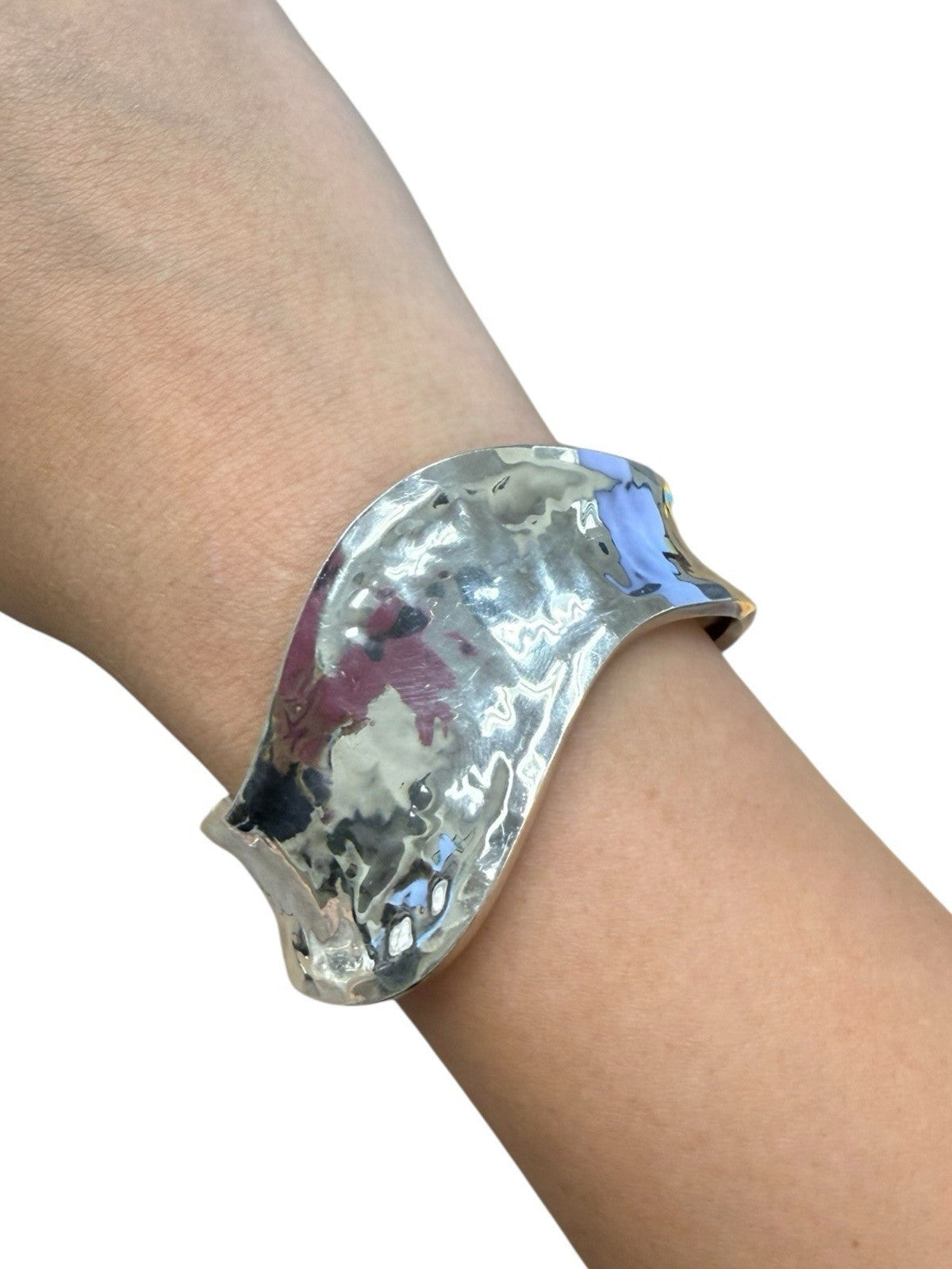 Sterling Silver Hammer Textured Cuff Bracelet