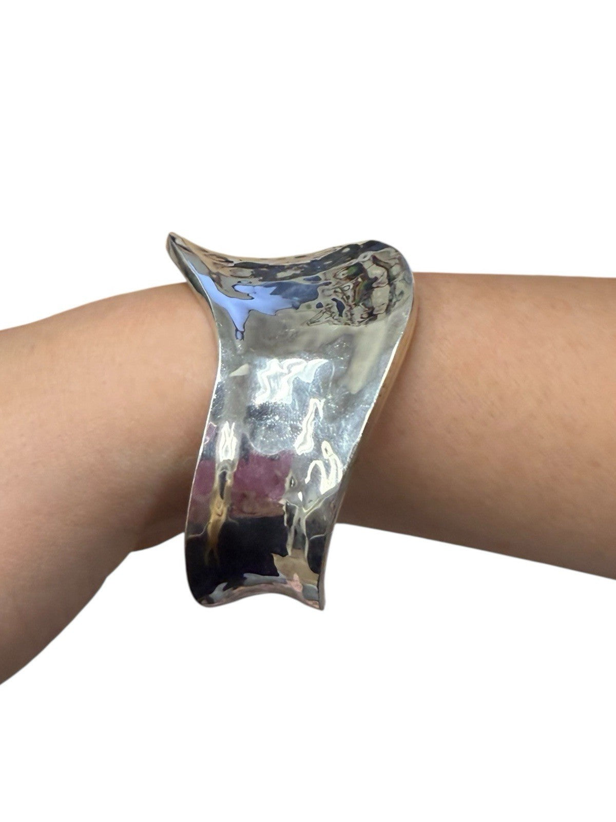 Sterling Silver Hammer Textured Cuff Bracelet