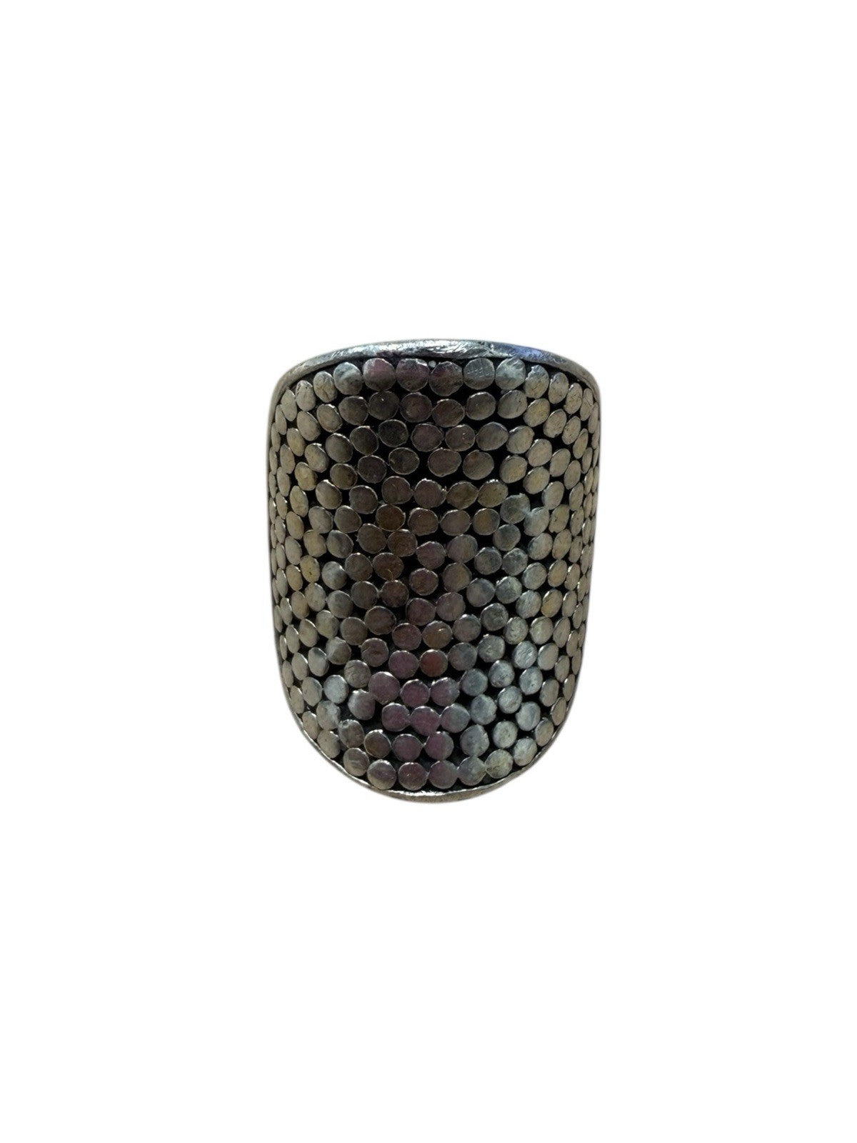 925 Sterling Silver Granulated Design Wide Concave Ring