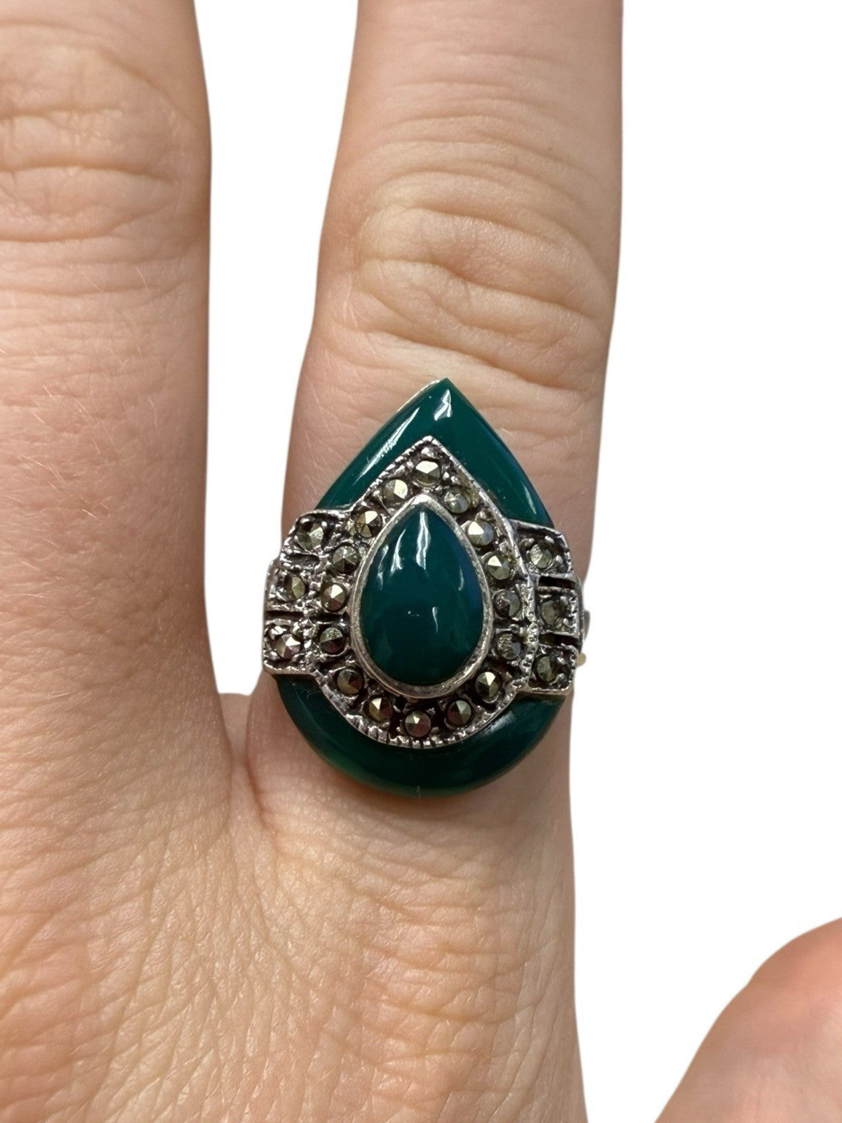 Sterling Silver Green Agate Ring