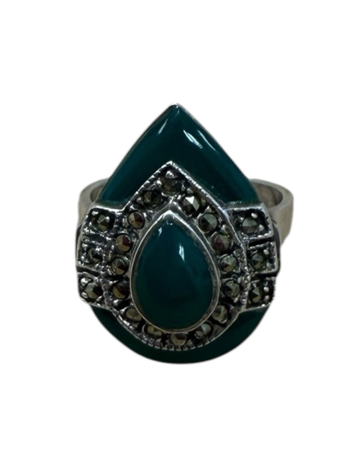 Sterling Silver Green Agate Ring