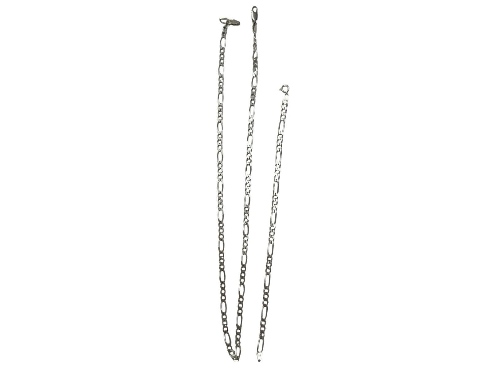 Sterling Silver Figaro Chain And Bracelet